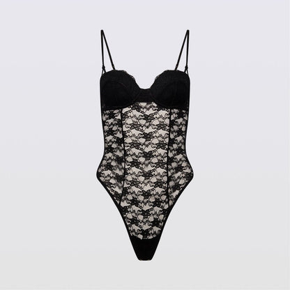 Effortless Lace Teddy Black