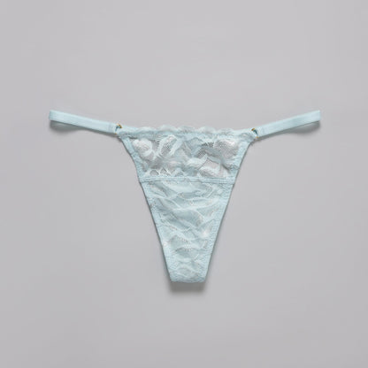 Lace String Thong Metallic Crystal