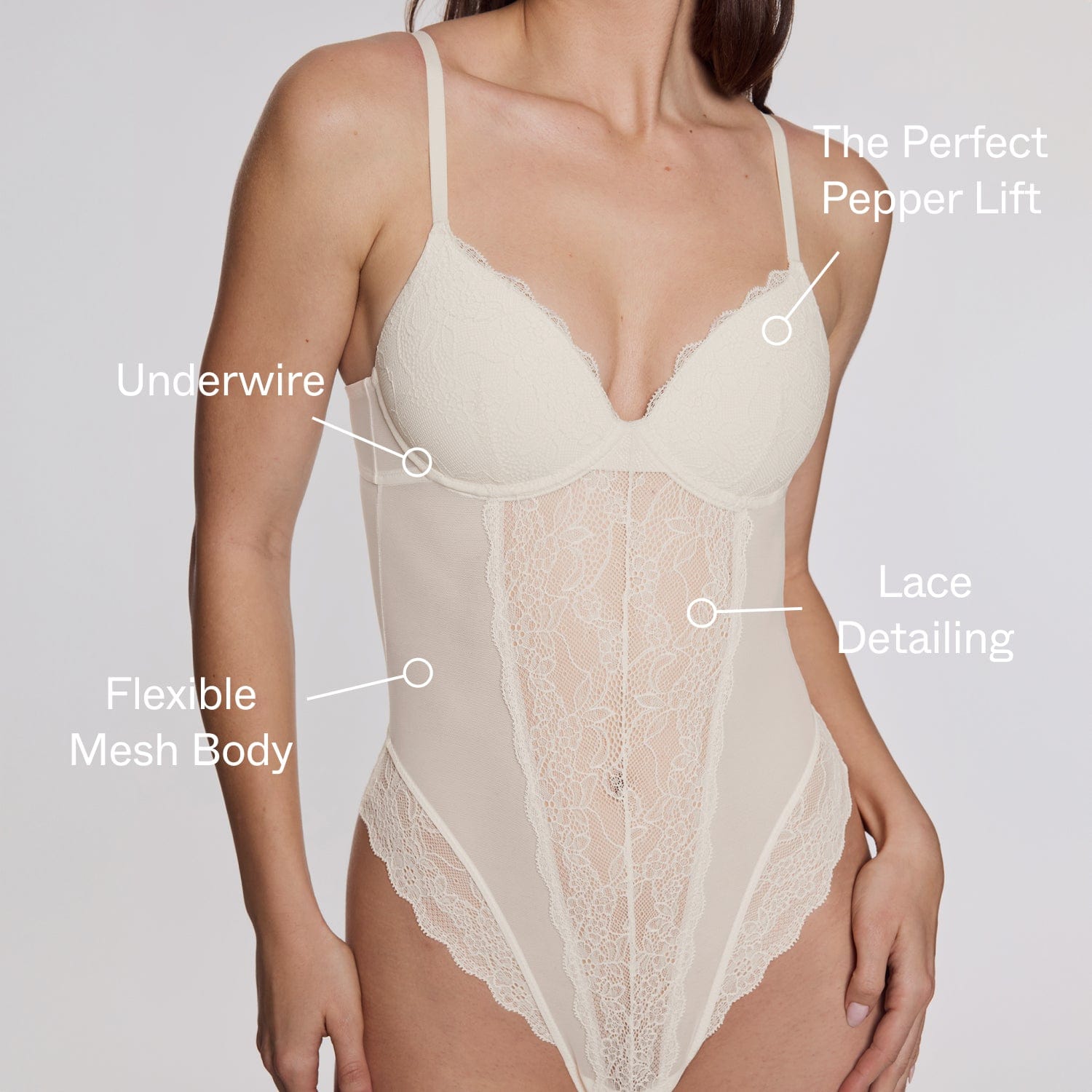 Lace Lift Up Teddy Ecru
