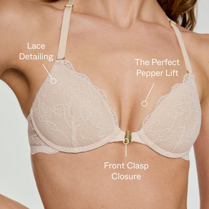 Lace Racerback Lift Up Bra Black