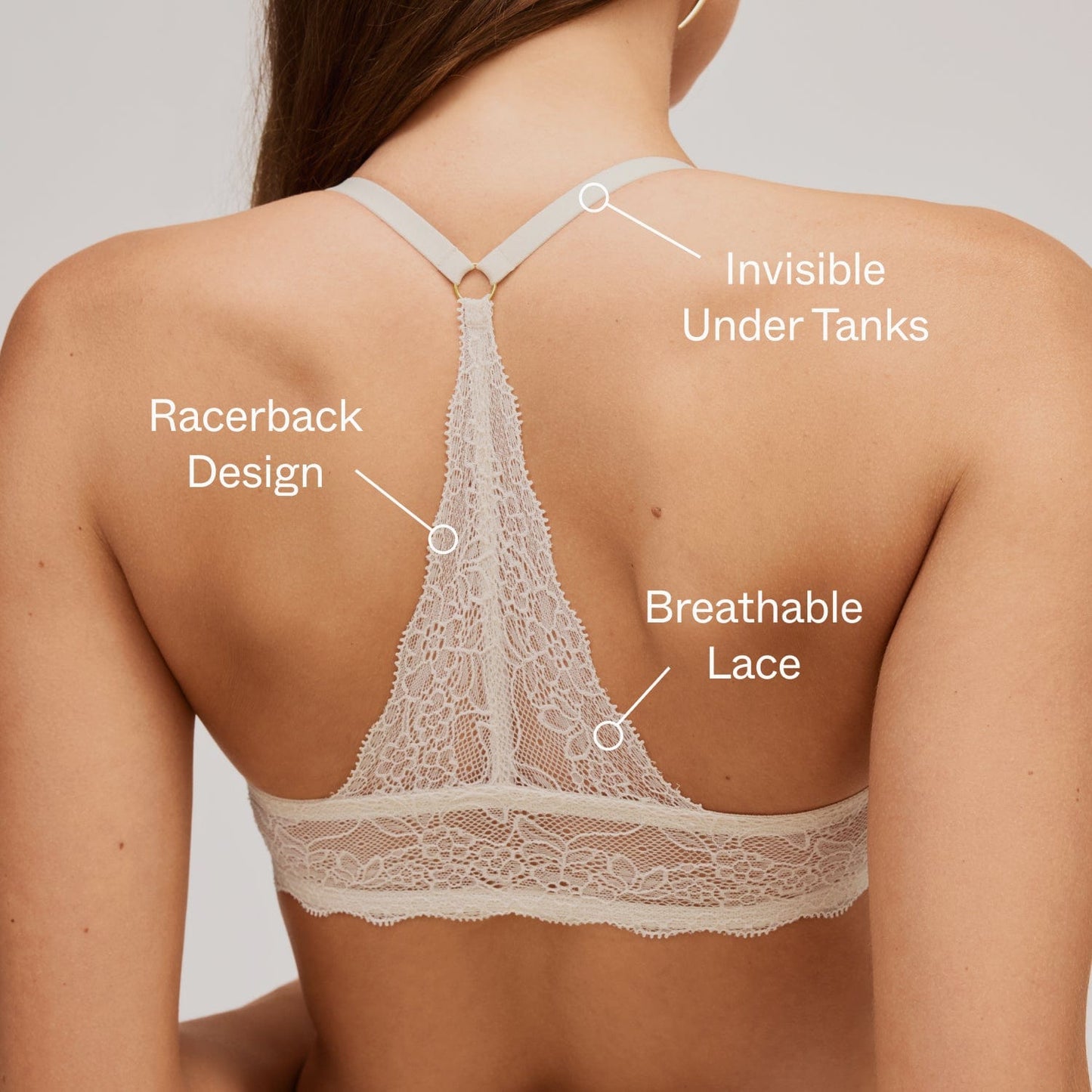 Lace Racerback Lift Up Bra Ecru