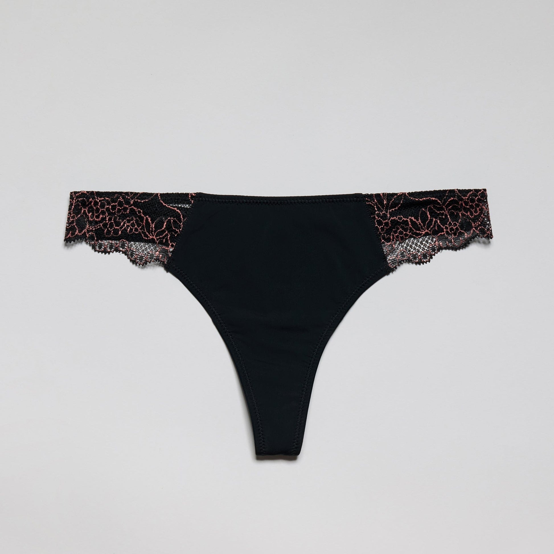 Smooth Lace Thong Black Two-Tone